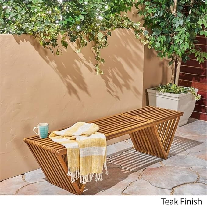 Christopher Knight Home Esme Outdoor Acacia Wood Bench, Teak Finish