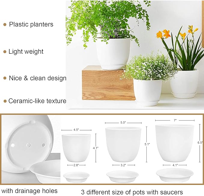 Macrame Plant Hangers with Pots and Saucers, 3 Pack Hanging Planters for Indoor Plants Hanging Plant Holders with Hooks 34" / 26" / 20"