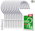 30 Pcs Ceiling Hooks for Hanging Plants, Cups, Utensils and Lights, 1-1/4 inch Vinyl Coated Screw-in Plant and Cup Hooks for Wooden and Drywall with Anchors