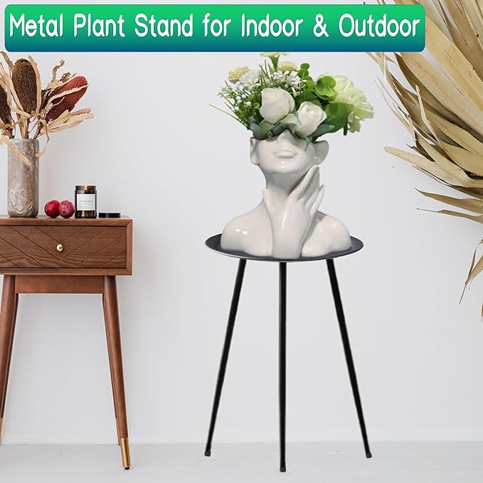 Plant Stand, 20'' Tall Plant Stand Indoor Outdoor, Rust-proof Small Patio Table Round Metal Side Table, Multi-role Plant Stool Small Outdoor Side Tables for Patio Garden Home Decor