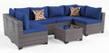Kullavik 7 Pieces Outdoor Patio Furniture Set PE Wicker Rattan Sectional Sofa Patio Conversation Sets,Navy Blue