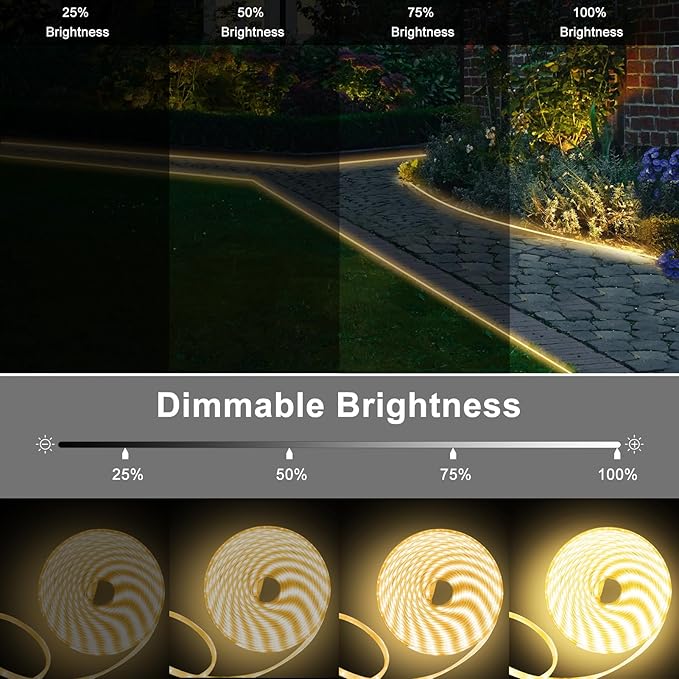 DBFAIRY 50Ft Solar LED Strip Lights Outdoor, Large Capacity Solar Powered Light Strip Auto On/Off with Remote Timer 8 Lighting Modes for Pathway Patio Pool Camping Decor, 2700K Warm White