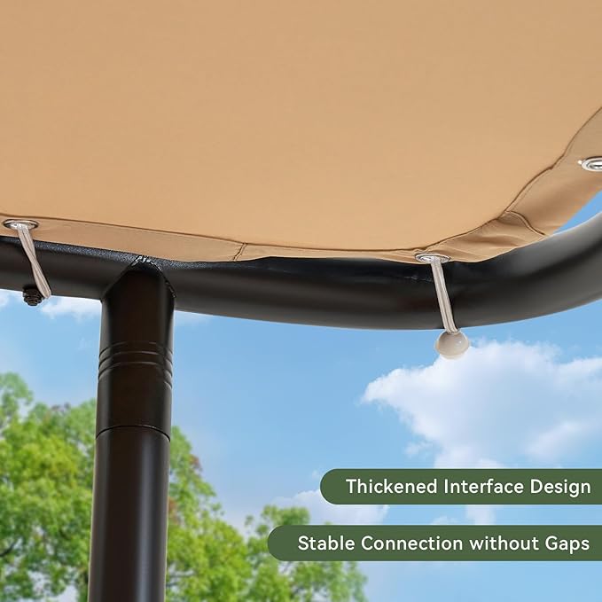 Aoxun 10x6 Lean to Gazebo Outdoor Pergola with Water Resistant & UV-Resistant, Wall-Mounted Canopy Sloped Roof Awning for Patio Backyard, Deck, or Garden Khaki
