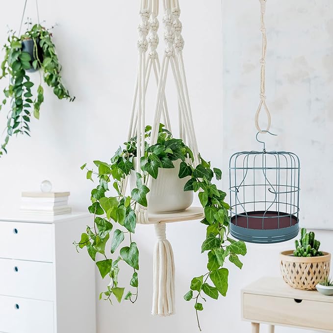 4 Pcs Hanging Plant Extender Macrame Plant Hanger Extender Large Hanging Rope for Spring Wall Holders Indoor Outdoor Home Decor