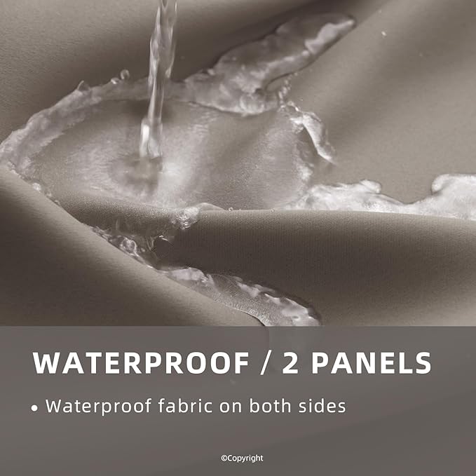 DIVA EN CAMINO DEC Outdoor Patio Curtain Waterproof Darkening Thermal Insulated Indoor Curtains for Bedroom, Porch, Living Room, Pergola, Cabana, W52 x L95, Taupe, Set of 2 Panels