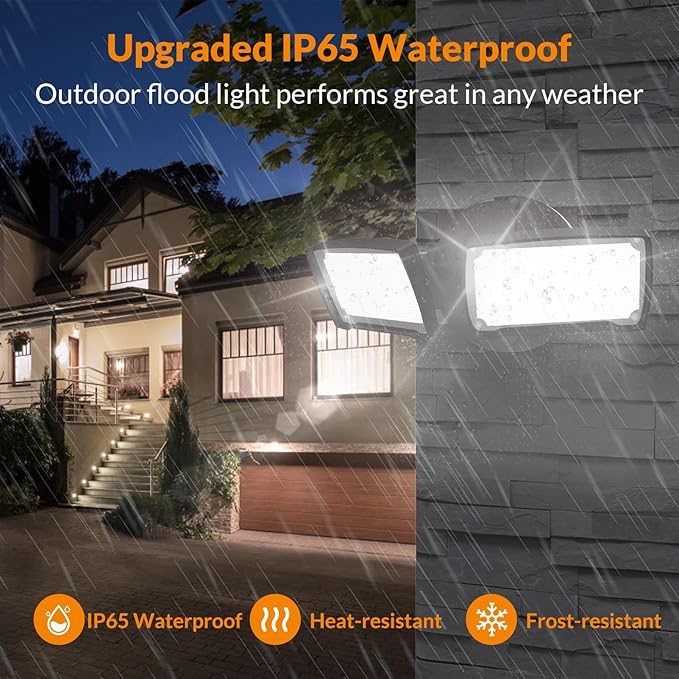 LEPOWER 28W 3000LM ‌LED Security Flood Light‌ ‌Outdoor‌, Switch Controlled Aluminum ‌Security Light‌, 2 Adjustable Heads, 5500K Daylight, IP65 Waterproof, Wet Location for Patio, Garden, Yard Lights