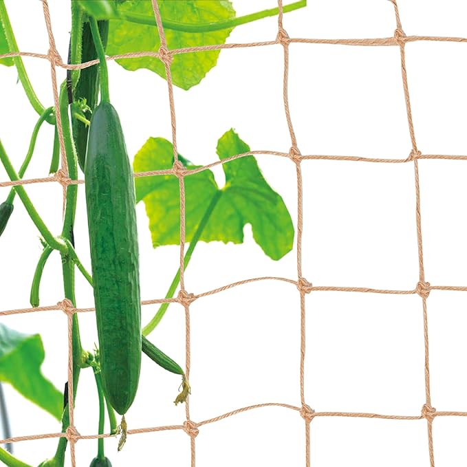 Jute Trellis Netting - Jute Netting for Garden, Heavy Duty Plant Support Netting for Climbing Plants, Cucumber, Vine, Fruits & Vegetables, Climbing Vining Plants (3.3 Ft X 6.6 Ft, 3.9 Inch Squares)