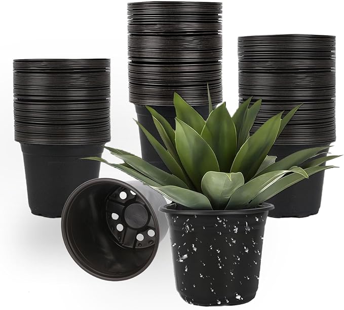 100 Packs 4 Inch Nursery Pots, 4 5 6 Inches Plastic Nursery Pots for Plants with Drainage Holes, Seed Starting Garden Pots of Flower Plant Container for Succulents, Transplanting (100, 4 Inch)