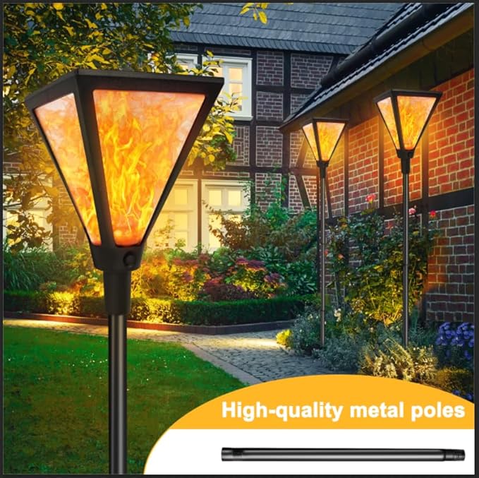 Upgraded Extra-Tall Solar Lights Outdoor, 2 Pack Flickering Flame Solar Torch Lights with 61"Tall & Super Larger Size, Solar Flame Lights Waterproof Tiki Torches for Outside Garden Patio Yard Pathway