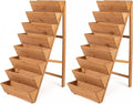 Giantex 8-Tier Wooden Vertical Raised Garden Bed Set of 2, Freestanding Plant Stand with Legs for Herbs Vegetables Fruits, Indoor Outdoor Tiered Wood Planter Box Flower Rack for Patio, Balcony & Yard