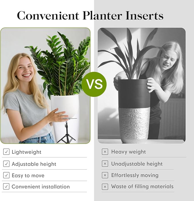 AZEAM Adjustable Plant Risers for Inside Pots, 2 PCS Planter Inserts Fillers for Large Flower Pots, Height Planter Lifter Stand for Outdoor Indoor Plants, 12"- 16" Raise with 4"-12" Top Support