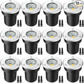 LED Landscape Lights, 12 Pack 7W Ground Lights With 24 Connectors, Low Voltage In-Ground Well Pathway Lighting, Warm White, Waterproof for Driveway, Deck, Step, Garden