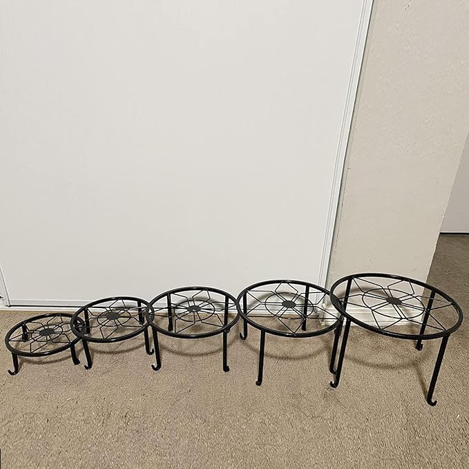5 Pack Metal Plant Stands,Heavy Duty Potted Holder for Flower Pot,Indoor Outdoor Metal Rustproof Iron Garden Container Round Supports Rack for Planter