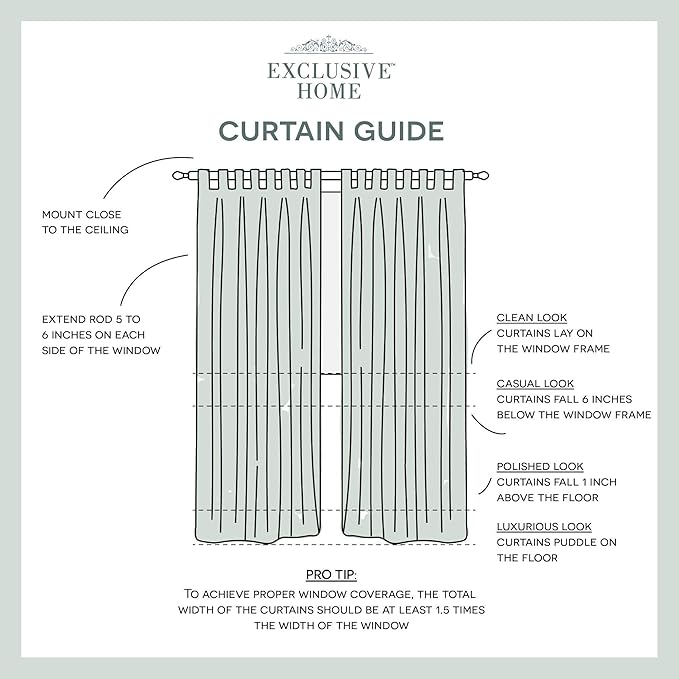 EXCLUSIVE HOME Cabana Solid Indoor/Outdoor Light Filtering Hook-and-Loop Tab Top Curtain Panel Pair, 54"x120", Winter White