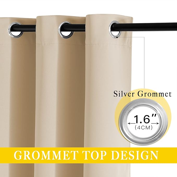 NICETOWN Sliding Door Curtain Panel Room Darkening Window Treatment, Blackout Patio Door Panel Privacy Thermal Insulated Drapes for Living Room (1 Panel, Biscotti Beige, W80 x L108)