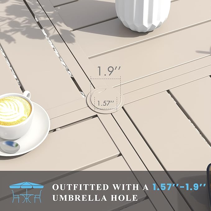 VICLLAX Patio Table and Chair Set of 10, All Weather Metal Round Outdoor Dining Furniture Set-59.9" Round Outdoor Table and Chairs, Sandshell Tabletop
