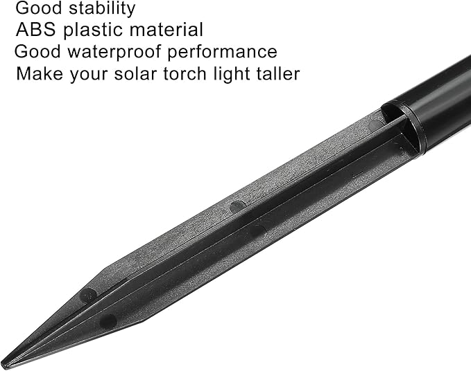 MECCANIXITY Plastic Ground Spikes 8.2 Inch Landscape Stakes with Extension Pole Light Replacement for Solar Torch Lamps of Garden Pathway, 2 Set