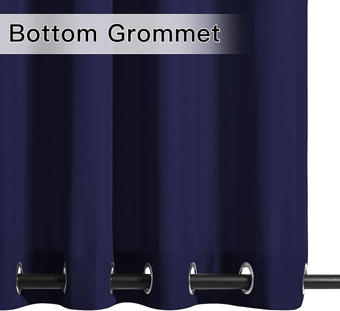 NICETOWN Canvas Outdoor Curtains for Patio Waterproof Extra Long 108" Length, 2 Panels Thermal Insulated Top and Bottom Grommet Privacy Vertical Drapes for Porch/Gazebo, 55" Wide, Dark Blue