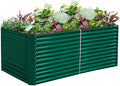 Land Guard 8x4x3ft Rectangular Galvanized Raised Garden Beds, Large-Capacity Metal Planter Box Outdoor, Durable Deep Raised Garden Bed 3ft Tall, Raised Beds for Gardening Vegetables, Forest Green