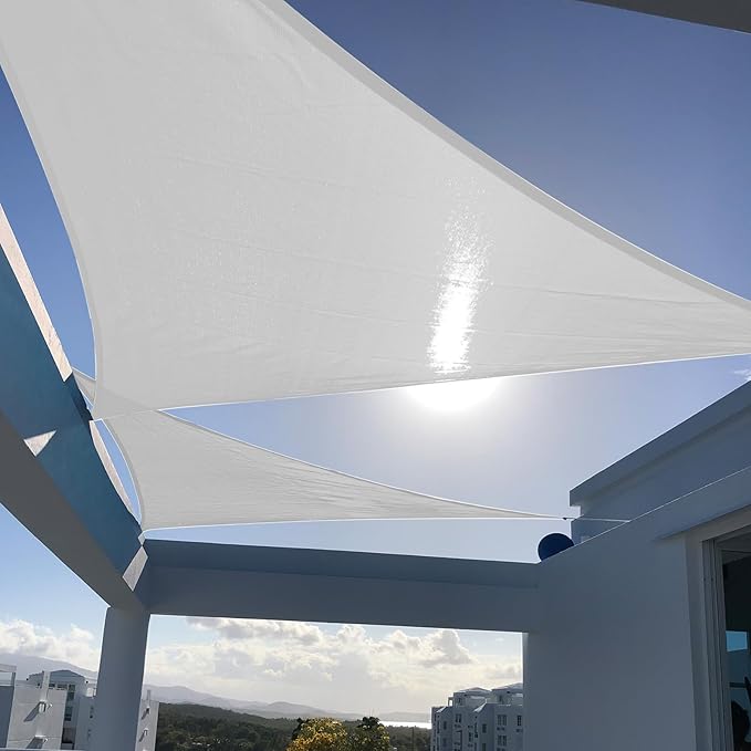 SUNNY GUARD Sun Shade Sail 10'x10'x10' Triangle Silver Grey UV Block Sunshade for Backyard Yard Deck Patio Garden Outdoor Activities and Facility(We Make Custom Size)
