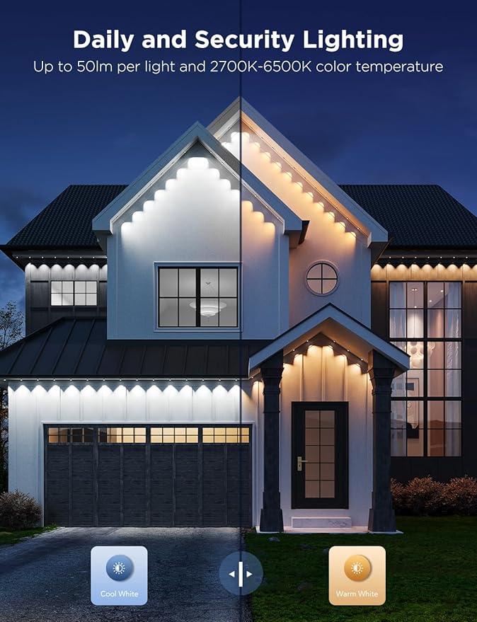 Govee Permanent Outdoor Lights Pro, 150ft with 90 RGBIC LED Lights for Daily and Accent Lighting, 75 Scene Modes for Outdoor Decor, IP67 Waterproof, Works with Alexa, Google Assistant, Matter, White