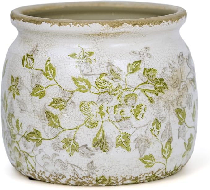 Flower Pot,Vintage Ceramic Pot for Planter with Drainage Holes, 6.29 inch Ice Crack Glazed Indoor Planters Pot for Indoor,Tucan Home Decor,Gardening Gifts (Mid-Century)