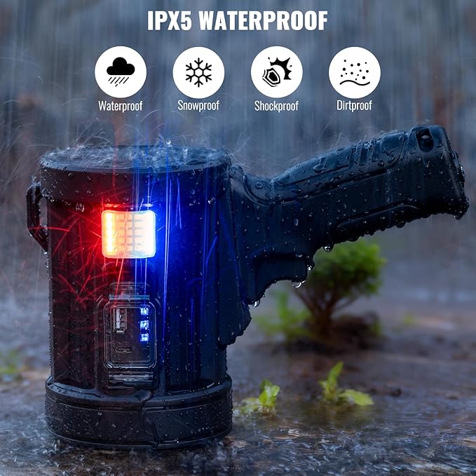 Rechargeable Spotlight,99,000 LM Super Bright Handheld Spot Light LED Flashlight High Lumens,Powered Spotlight Large Searchlight Outdoor with Solar Panels & COB Light for Boat Camping Hunting