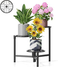 Metal Plant Stand Outdoor Indoor, 3 Tier Foldable Corner Tall Plant Shelf for Multiple Plants Flower Pot Holder Display Stand for Living Room Balcony Garden Patio -BlackS