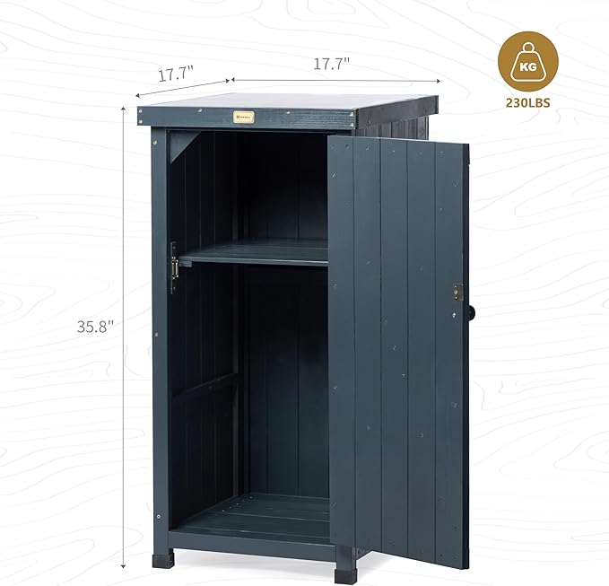 HABAU Outdoor Storage Cabinet for Patio, Garden Potting Bench Table with Shelves & Metal-Tabletop, Wooden Planting Work Station, Weatherproof