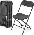 VINGLI 10 Pack Black Plastic Folding Chair, Indoor Outdoor Portable Stackable Commercial Seat with Steel Frame 350lb. Capacity for Events Office Wedding Party Picnic Kitchen Dining