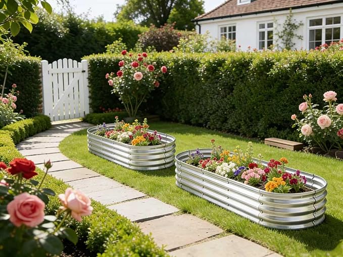 6 ft x 2 ft Raised Garden Bed Metal Elevated Planter for Vegetable Flower Herb (2pk)