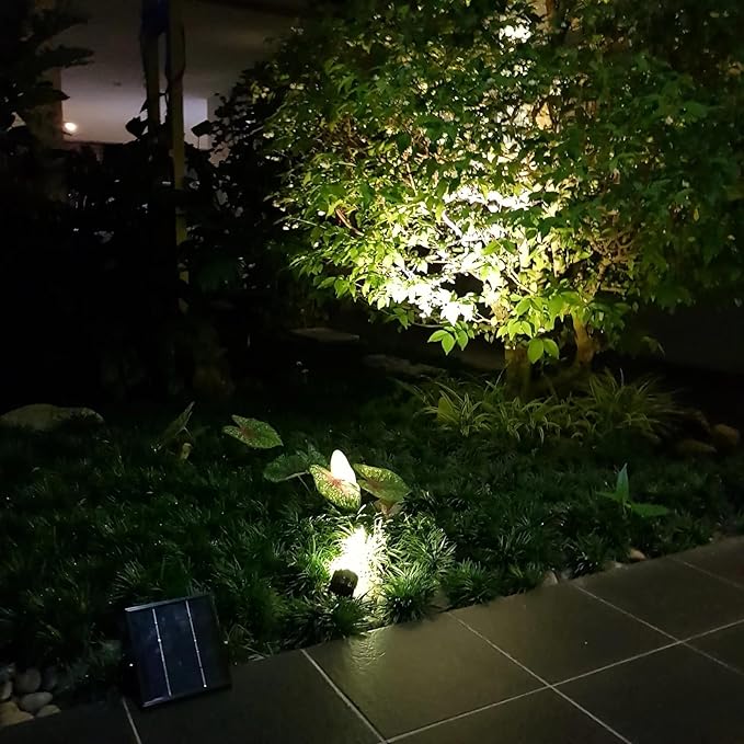 Solar Spot Lights Outdoor Legacy Mini 50X Twin Solar-Powered LED Spotlight (Cool White LED) for Outdoor Garden Yard Landscape Uplight Downlight, Waterproof, Black Finish