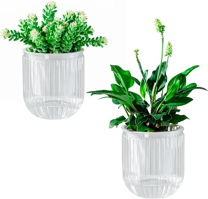 Melphoe Self Watering Pots for Indoor Plants Planter, 4.7 Inch 2 Pack Planters Self Watering Plant Pots for Flower, Houseplants, Succulent, African Violets and Cactus with Drainage