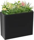 Metal Large Planter Box 36" L x 12" W x 26" H, Heavy Duty Tall Rectangle Outdoor Planter Box with Removable Insert Shelves for Porch, Garden, Patio, Yard (Black)