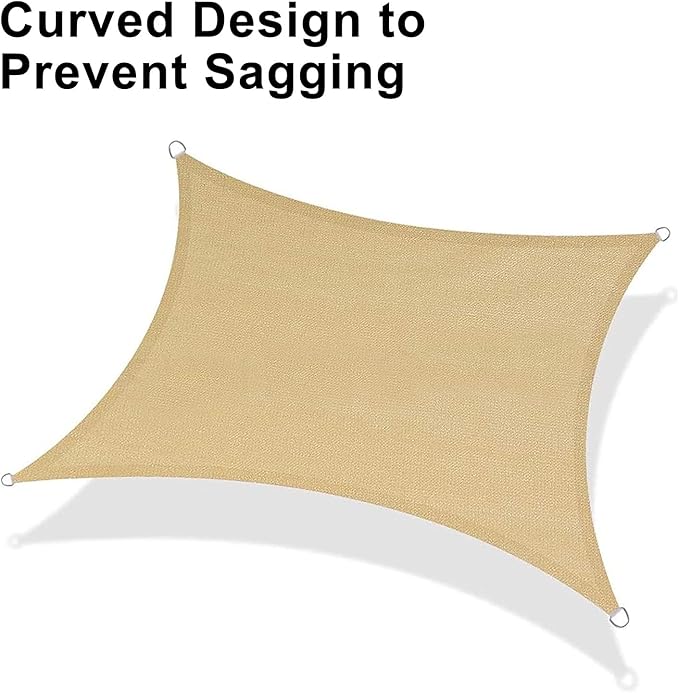 LOVE STORY Custom Size 9'x10' Sand Sun Shade Sail Rectangle UV Block Canopy Patio Sail Sunshades Fabric for Outdoor Garden Carport (We Make Custom Size)