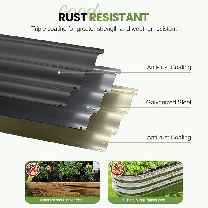 G GOOD GAIN 4-in-1 Adjustable Raised Garden Bed Kit | Galvanized Planter Boxes for Vegetables, Flowers | 12" Tall, Multiple Sizes (5x3x1ft, 4x4x1ft, 6x2x1ft, 7x1x1ft) | Outdoor Metal Raised Bed, Grey