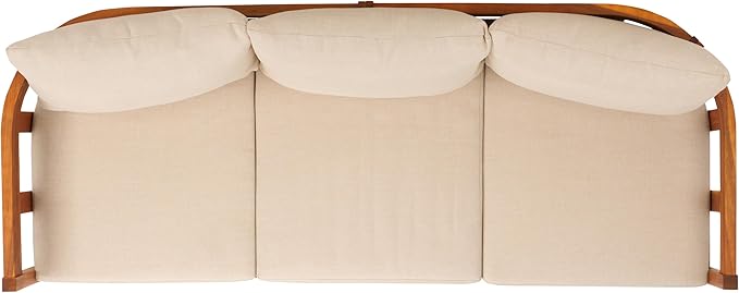 SAFAVIEH Outdoor Collection Owen Acacia Solid Wood Natural/Taupe Cushion 3-Seater Sofa