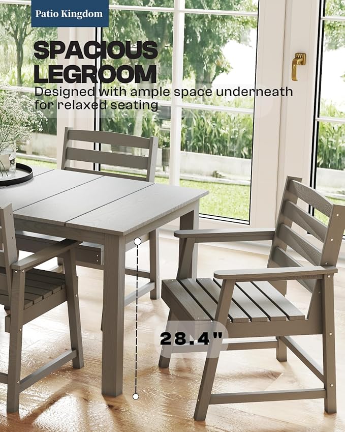 9-Piece Outdoor Dining Set for 8, 75.2'' HDPE Table with Umbrella Hole & Chairs, Weather-Resistant Patio Furniture for Lawn, Yard, Balcony, Deck (Grey)