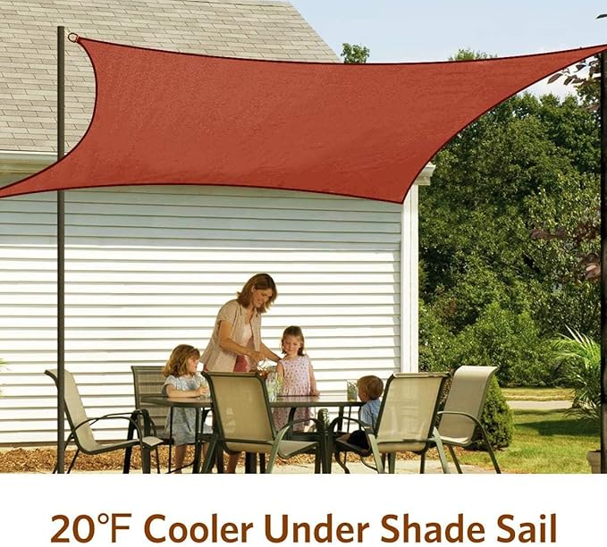 Quictent 20X20FT 185G HDPE Square Sun Shade Sail Canopy 98% UV Block Outdoor Patio Garden with Hardware Kit Terracotta