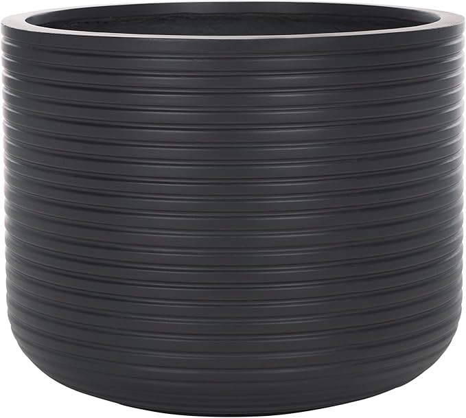 SAFAVIEH Outdoor Collection Nardo Black Cement Ficonstone Planter Pot