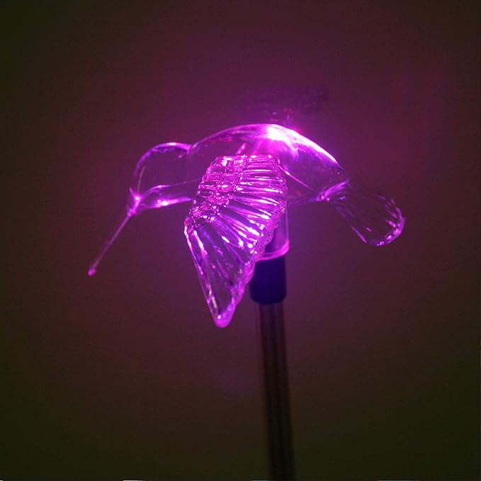 Solar Powered Outdoor Garden LED Light Color Charging Figurine Stake Landscape Light Waterproof Hummingbird Lawn Lamp for Sidewalk Terrace Pathway Walkway Driveway Yard & Lawn Decorations