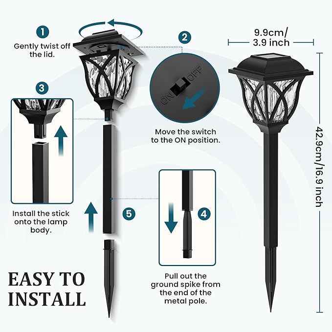 GIGALUMI 8 Pack Solar Lights Outdoor Waterproof, LED Solar Garden Lights, Outdoor Decorations, Garden Decor for Yard, Patio, Landscape, Planter, Walkway (Cold White)