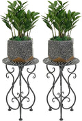 Metal Plant Stands 2 Pack, Heavy Duty Plant Pedestal 17" Tall, Single Flower Pot Holder for Indoor, Outdoor, Patio, Porch, Garden, Balcony, Black