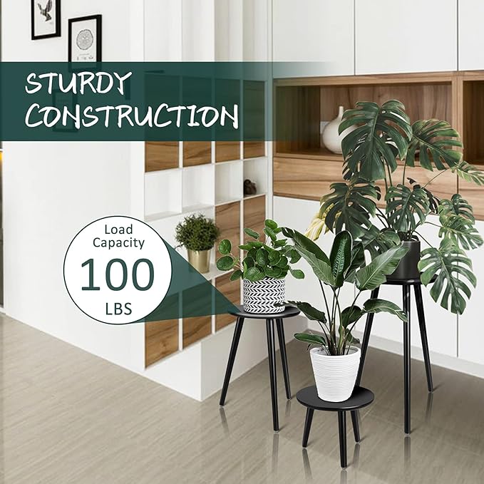 Uneedem Indoor Plant Stand, Modern Plant Table 16.5" Tall Wood Mid Century Flower Holder Small Round Side End Table