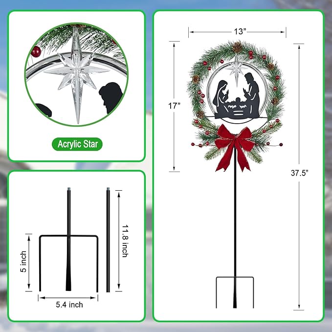 Solar Powered Nativity Scene,Hokfirm Christmas Yard Stakes Outdoor Christmas Decorations Garden Decor for Outside