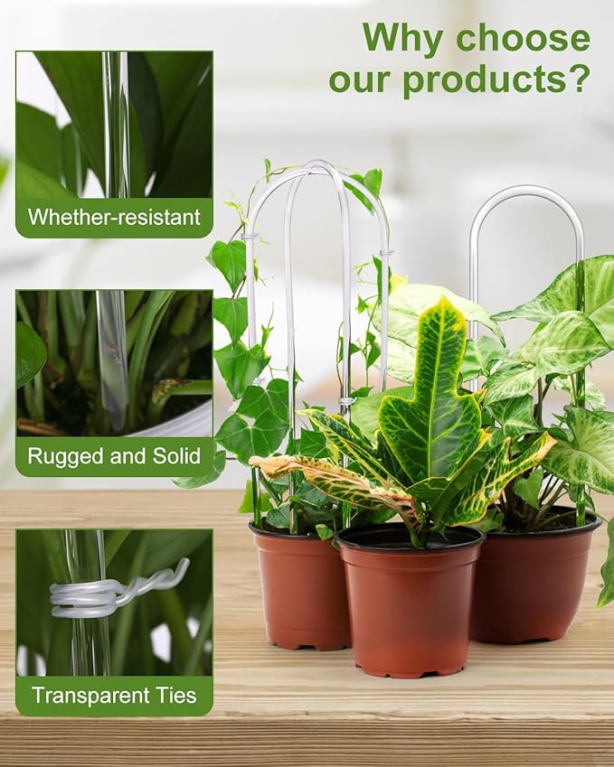 16 Inch U-Shaped Acrylic Plant Trellis, 2 Pcs Extended Hoya Trellis for Supporting Potted Climbing Plants, Small Houseplant Trellis Garden Accessory for Potted Ivy Indoor Outdoor