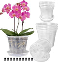 Orchid Pot with Saucers, 4 Each of 4.3",5.5" Orchid Pots with Holes, 8PcsClear Plastic Planter for Indoor Outdoor Plants (4 Each of 4.3,5.5" with Saucers)