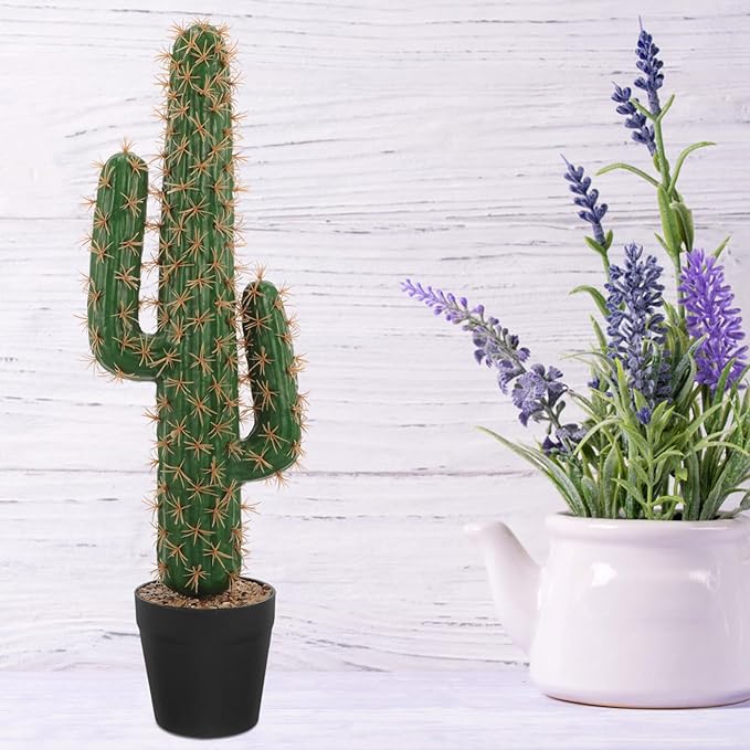 ABOOFAN Artificial Saguaro Cactus in Pot Faux Succulent Plant 20.86In Large Fake Potted Cacti Decorative Bonsai for Home Office Garden D Cor