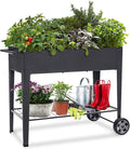 31.5" Tall Raised Garden Bed with Wheels, Extra 15.7" W Planter Box (400 lbs Loads) with Storage Shelf & Handle,Heavy Duty Metal Garden Planter for Vegetables, Herbs & Flowers, Patio & Balcony