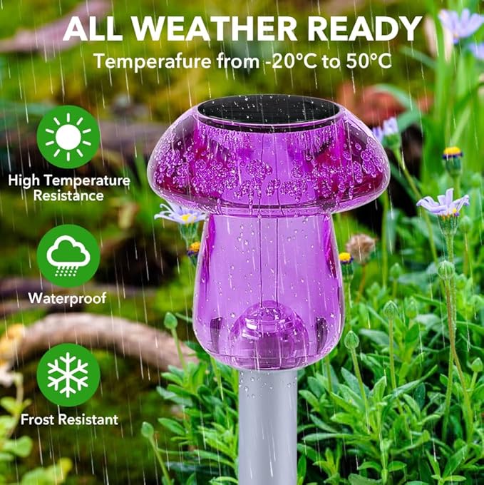 Solar Lights Outdoor, 16 Pack Mushroom Lights Outside Waterproof, Solar Powered LED Lighting for Garden, Yard, Landscape, Path, Pathway, Lawn, Walkway, Driveway, Backyard Halloween Decor (Purple)